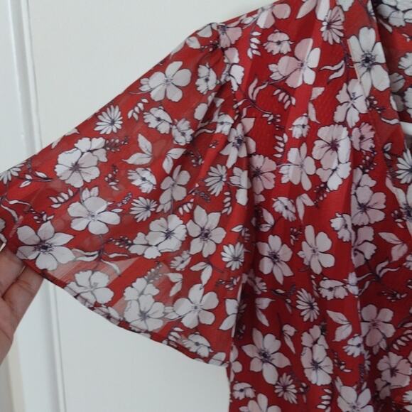 Sam Edelman Flutter Sleeve Amber Floral Asymmetrical Hem Dress Size 6 Party Boho - Picture 8 of 16